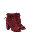 Incaltaminte Femei CheapChic Easy Strut Lace-up Faux Suede Booties Burgundy