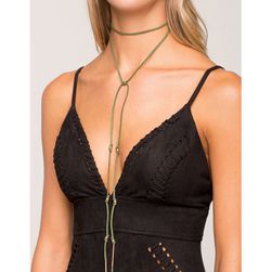 Bijuterii Femei CheapChic Metal Bead Knot Wrap Necklace Olive