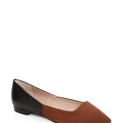 Incaltaminte Femei French Connection Tan Black Geneveve Two-Tone Pointed Toe Skimmer Flats Tan Black