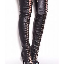 Incaltaminte Femei CheapChic Walk Tall Faux Leather Thigh-high Boots Black