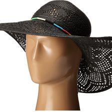 San Diego Hat Company PBL3067 Round Crown Floppy Sun Hat with Multicolor Thread Beads Black