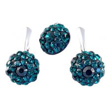 Set argint 925, cu Swarovski Elements, Chaton Ball, Emerald