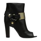 Incaltaminte Femei Just Cavalli Peep Toe Bootie with Gold Hardware Black