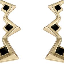Sam Edelman V Enamel Crawler Earrings Black/Gold