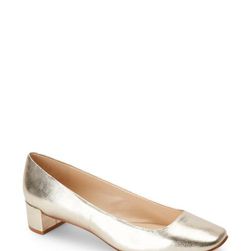 Incaltaminte Femei Nine West Light Gold Olencia Square Toe Low Block Heel Pumps Light Gold