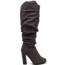 Incaltaminte Femei CheapChic Cuff It Out Slouchy Faux Suede Boots Charcoal