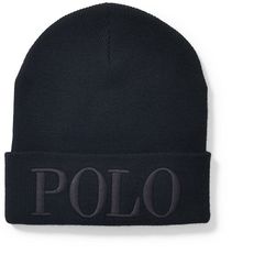 Ralph Lauren Embroidered Wool-Blend Beanie Black/Black