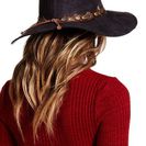 Accesorii Femei David Young Faux Leather Band Faux Suede Panama Hat BLACK