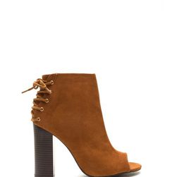 Incaltaminte Femei CheapChic Back Talk Laced-up Chunky Booties Chestnut