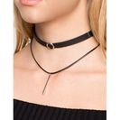 Bijuterii Femei CheapChic Circle And T 2pc Choker Set Black Prt