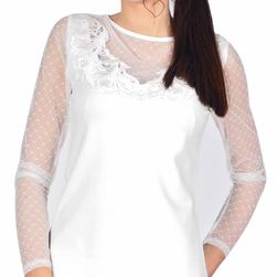 Bluza eleganta alba cu voal bob de orez H123A