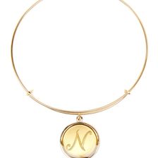 Alex and Ani 14K Gold Filled Initial N Charm Wire Bangle RUSSIAN GOLD