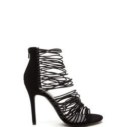 Incaltaminte Femei CheapChic The Right Cords Strappy Caged Heels Black