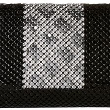 Jessica McClintock Nina Fold-Over Flap Clutch Black/Silver