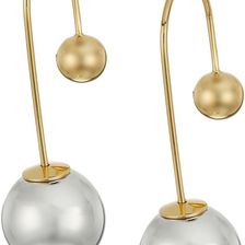 Rebecca Minkoff Pearl Back Threader Earrings Gold/Rhodium