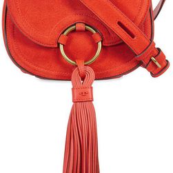 Tory Burch Tassel Mini Suede Leather Saddlebag - Pure Orange N/A