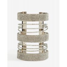 Bijuterii Femei CheapChic Triple Cage Rhinestone Metal Cuff Met Slvr