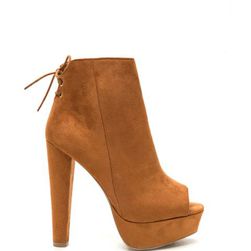 Incaltaminte Femei CheapChic Sky High Faux Suede Platform Booties Whisky