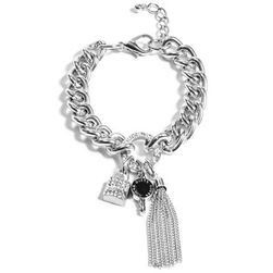 Bijuterii Femei GUESS Silver-Tone Logo Lock Charm Bracelet silver