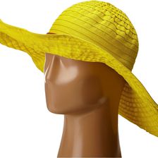 San Diego Hat Company RBXL291 6 Inch Brim Gold Shimmer Ribbon Hat with Wired Sun Brim Yellow