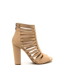 Incaltaminte Femei CheapChic Tell Me More Faux Nubuck Caged Heels Nude