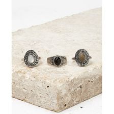 Bijuterii Femei Forever21 Etched Faux Stone Ring Set Antique silvergrey