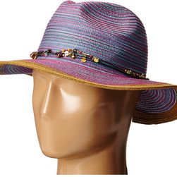 San Diego Hat Company MXM1023 Panama Fedora Hat with Beaded Trim Purple