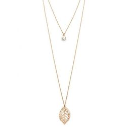 Bijuterii Femei Forever21 Cutout Leaf Layered Necklace Goldclear