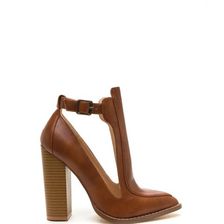 Incaltaminte Femei CheapChic Point Taken Cut-out Chunky Booties Chestnut