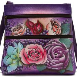 Anuschka Handbags Compact Crossbody Travel Organizer Lush Lilac
