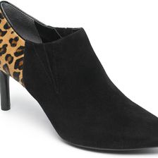 Rockport Total Motion 75MM Pointy Toe Shootie Black Suede/Leopard Hair On