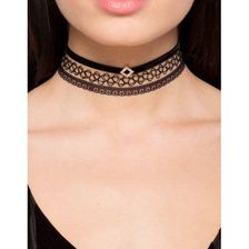 Bijuterii Femei CheapChic Diamond And Lace Choker Set Black