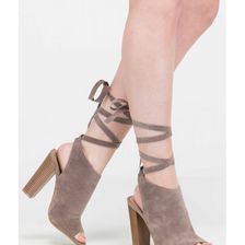 Incaltaminte Femei CheapChic To Tie For Chunky Faux Suede Heels Taupe