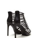 Incaltaminte Femei CheapChic Irresistible Caged Faux Leather Heels Black