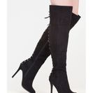 Incaltaminte Femei CheapChic Set The Lace-back Thigh-high Boots Black