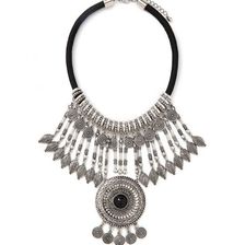 Bijuterii Femei Forever21 Medallion Statement Necklace Bsilverblack