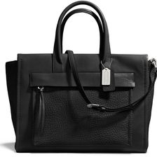 COACH Bleecker Leather Pocket Carryall Silver/Black