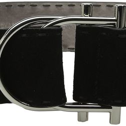 Michael Kors 50mm Suede Leather Belt with Hand Stitch on Double D-Ring Buckle with Pull Back Closure Black