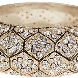 Natasha Accessories Hexagon Crystal Hinge Bracelet GOLD