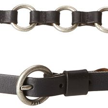 Frye 13mm Leather and Metal Ring Belt on Logo Harness Buckle Black/Antique Nickel