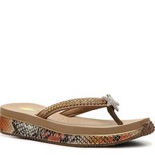 Incaltaminte Femei VOLATILE Harper Wedge Sandal BeigeMulticolor Snake