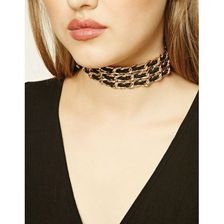 Bijuterii Femei Forever21 Faux Leather Chain Choker Goldblack