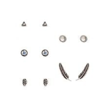 Bijuterii Femei Forever21 Etched Feather Stud Set Bsilverblue