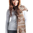 Accesorii Femei MUK LUKS Geometric Hooded Scarf Safari