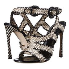 Incaltaminte Femei Sergio Rossi Antibes PlatinumBlack Braided Leather