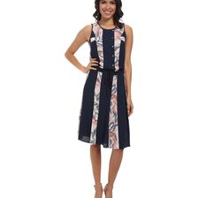 BCBGMAXAZRIA Courtnee Print Striped Dress Dark Ink Combo