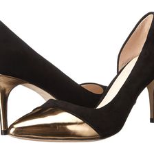 Cole Haan Highline Cap Toe Pump Black Suede/Gold Specchio