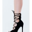 Incaltaminte Femei CheapChic It\'s Love Lace-up Velvet Heels Black
