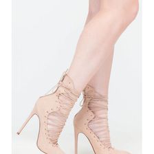 Incaltaminte Femei CheapChic Eclectic Slide Lace-up Pointy Heels Nude