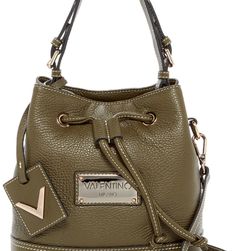 Valentino By Mario Valentino Leon Leather Shoulder Bag ARMY GREEN